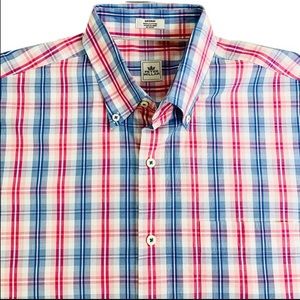 Peter Millar Short Sleeve Pink and Blue size medium dress shirt